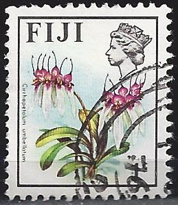 Fiji 305 1c flower used~hinged