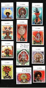 Papua New Guinea-Sc#446-57-unused NH set-Headdresses-1977-78-