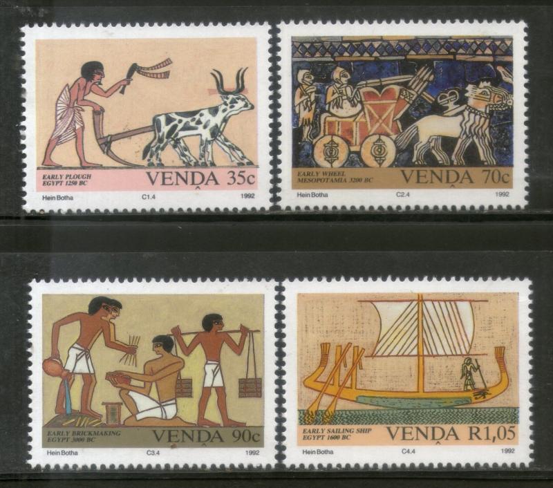 Venda 1992 Inventions Early Sailing Ship Plough Brickmaking Sc 245-8 MNH # 3147