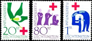 ZAYIX Liechtenstein 376-378 MNH Allegorical Figures - Red Cross 031222-S73