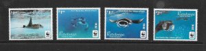 FISH - COOK ISLANDS #1547-50  MANTA RAYS  WWF   MNH