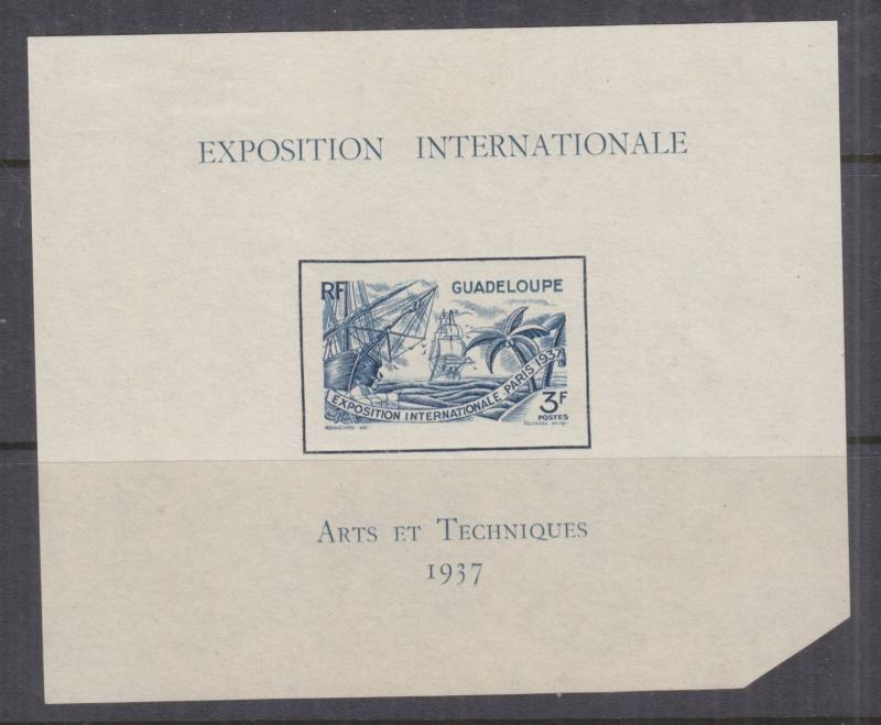 GUADELOUPE, 1937 International Exhibition Souvenir Sheet, mint no gum.