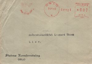 1946 LOCAL MAIL FROM OSLO NORWAY TO LIER ON STATE GRAIN CORPORATION STATIONERY