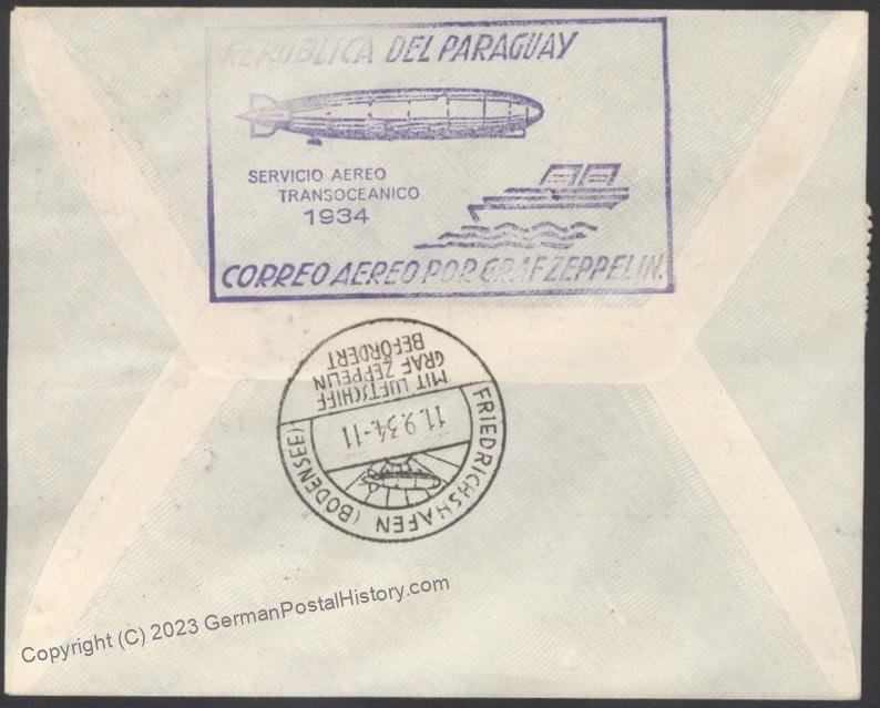 Paraguay 1934 Graf Zeppelin 7th SAF Mi397C Germany  Cover 111102