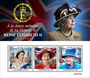 Djibouti 2022 - Queen Elizabeth ll - Sheet of 3 Stamps - MNH