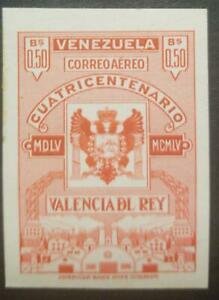 O 1955 VENEZUELA DIE PROOF ARMS OF VALENCIA AND INDUSTRIAL SCENE FOUNDING OF