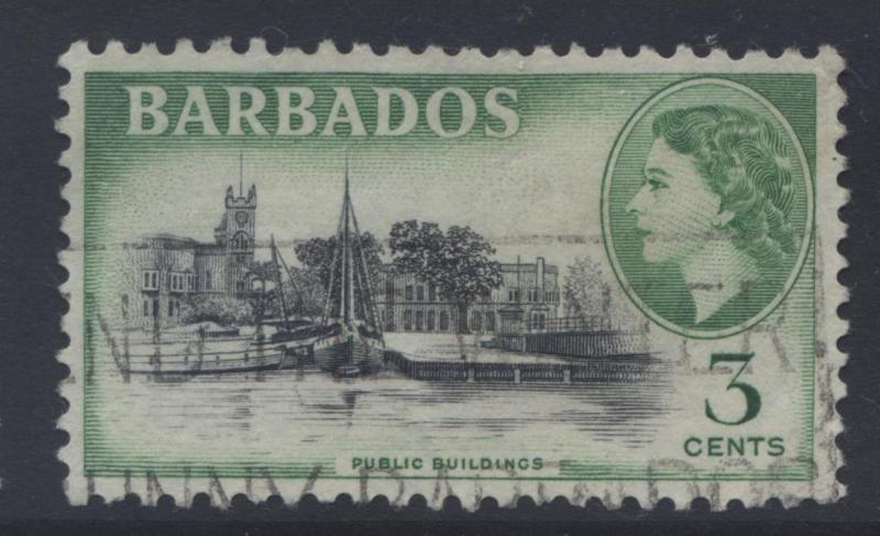 Barbados - Scott 237 -  QEII - Definitive -1953 - FU -Single 3c Stamp
