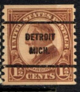 US Stamp #598x61 - Warren G. Harding Regular Coil Issue 1923-9 Precancel