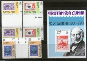 Tristan Da Cunha 1979 Sir Rowland Hill Stamp on Stamp 3v+M/s Sc 260-3 MNH #13083