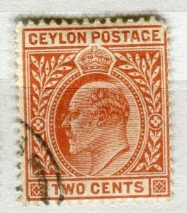 CEYLON; 1910 early Ed VII issue fine used 2c. value