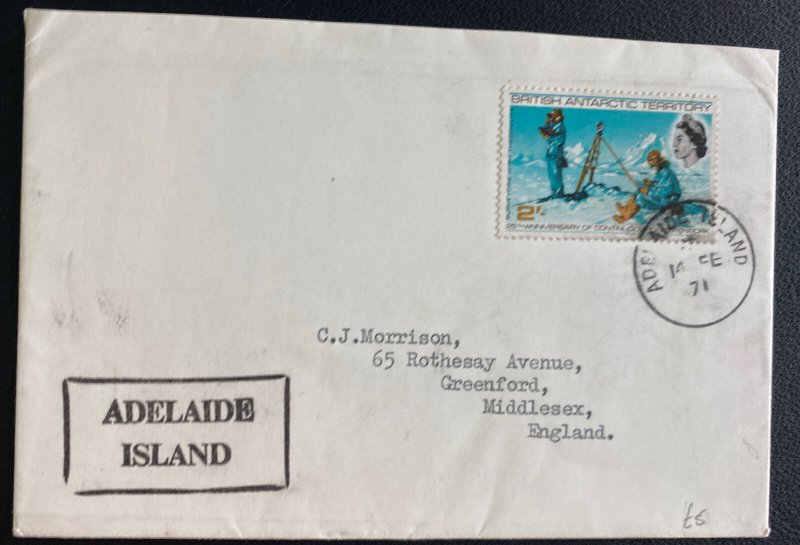 1971 Adelaide Island British Antarctic Territory Cover To Greenford England