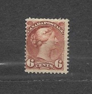 CANADA-1890,Sc#43,MLH, F-VF. RED BROWN, PERF:12, SMALL QUEEN VICTORIA. VAL:$200.