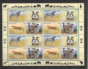 UNITED NATIONS-VIENNA #146a ENDANGERED SPECIES FULL SHEET MNH