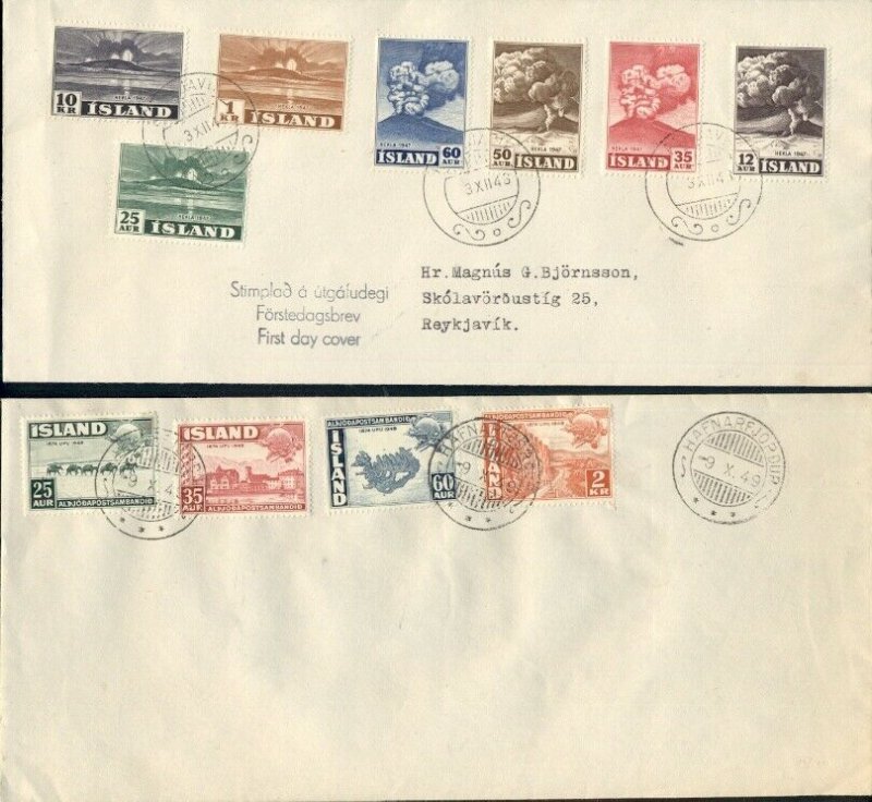 EARLY ICELAND FDC'S, 5 DIFFERENT, VF