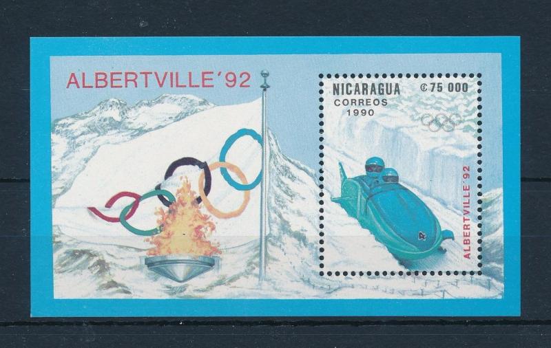 [46385] Nicaragua 1989 Olympic games Albertville Bobsleigh MNH Sheet