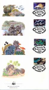 [53933] Marshall Islands 1986 Marine life WWF Sea shell Clam Crab  FDC 4 covers