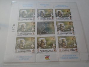 Bosnia & Herzegovina   Serb Adm  #  219   MNH   Albert Einstein  Mini Sheet