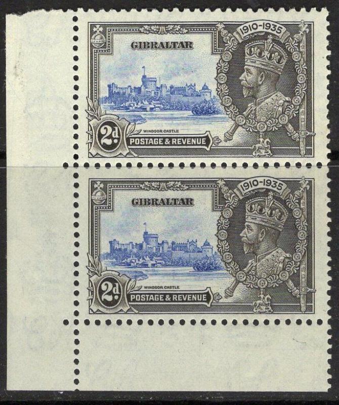 GIBRALTAR SG114/a 1935 2d S.JUBILEE EXTRA FLAGSTAFF MNH