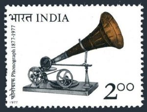 India 764, MNH-perforation. Michel 727. Centenary of the phonograph, 1977.