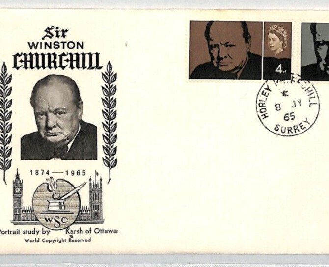 GB QEII FDC *SIR WINSTON CHURCHILL* Illustrated Surrey Horley 1965 YB151