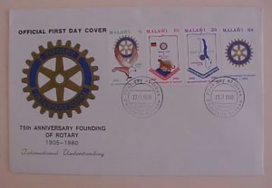 MALAWI ROTARY CLUB FDC 1980 CACHET UNADDRESSED