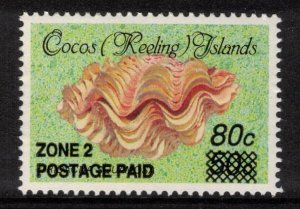COCOS (KEELING) ISLANDS 1991 80c on 50c Provisional Surcharge; Scott 232; MNH