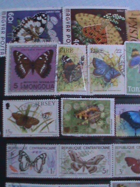 ​WORLDWIDE COLORFUL BEAUTIFUL LOVELY BUTTERFLIES 80 DIFFERENT  USED VF EST. $62