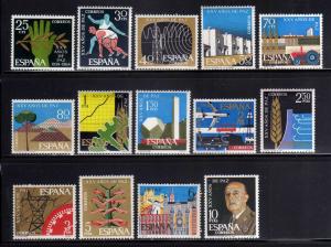 SPAIN 1964 Full Set  Sc#1225/1238 Issue 25 Years of Peace MNH Luxe