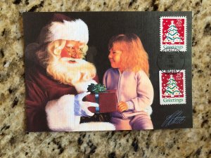 1990 Christmas Tree 25c FDC Maxi Card Maximum Scott 2515 2516 Christmas santa