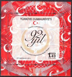 Turkey 2015 92 Years of Republic of Turkey Flags S/S MNH