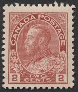 Canada #106ix 2c George V Admiral Deep Rose Red With Hairlines Mint OG VF Hinged