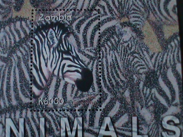 ​ZAMBIA- PROMOTE- WILD ANIMALS -ZEBRAS- MNH S/S-VF-EST $8- HARD TO FIND-LAST ONE