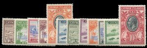 Cayman Islands #85-96 Cat$255, 1935 George V, complete set, hinged, 5sh with ...