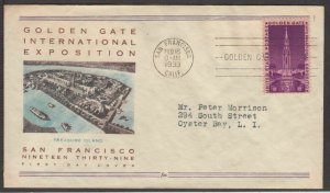 1939 Golden Gate Exposition Sc 852-6 Fidelity cachet San Francisco