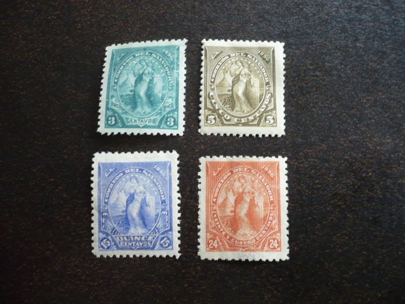 Stamps - El Salvador - Scott# 136-137,140,142 - Mint Hinged Part Set of 4 Stamps