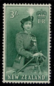 NEW ZEALAND QEII SG734, 3s bluish green, LH MINT. Cat £15.