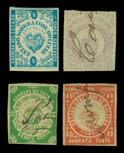 COLOMBIA 1873  BOLIVAR State - Coat of Arms  2nd issue set  Scott 4-7 used VF