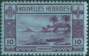 New Hebrides French 1938 SGF64 10f Islands Canoes MNH