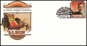 Australia H V McKay Stripper Harvester Postal Stationary U/A FDC VF