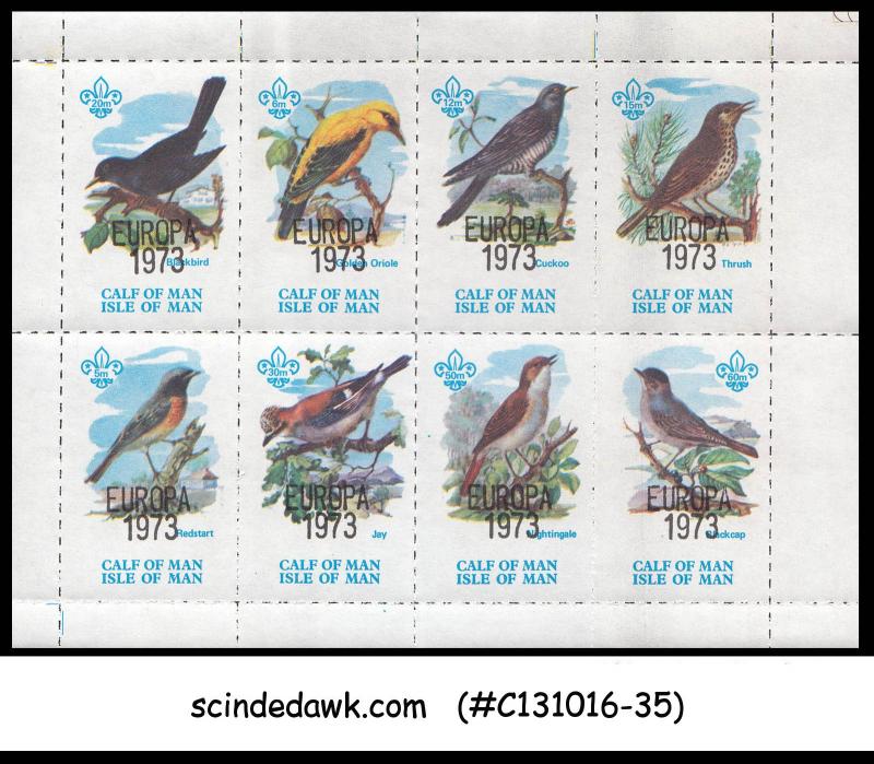 ISLE OF MAN 1973 CALF OF MAN BIRDS/SCOUT SCOUTS EUROPA MNH SET OF 2 MS