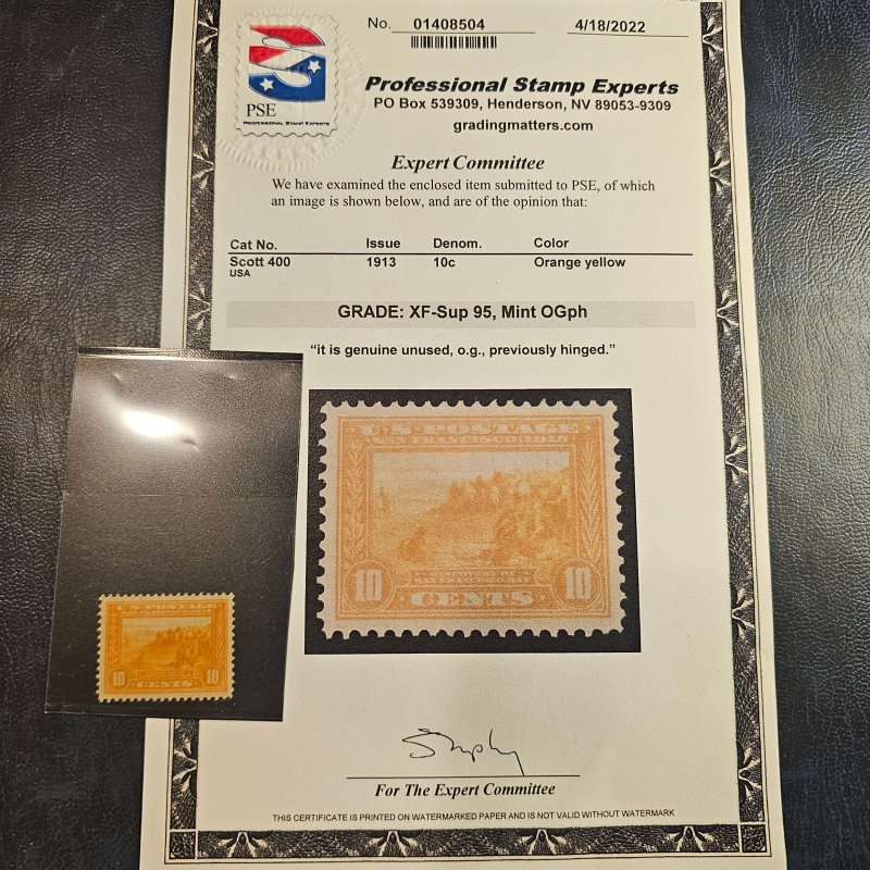 #400 Cert. XF-Sup Stamp is perfect in color, margins, Perf. CSV 250