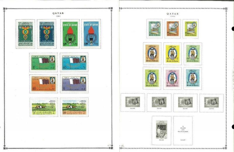 Qatar 1957-1984 MNH & H in Mounts & a few Used on Scott International Pages