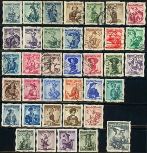 Austria #520-556 Women Folk Costumes Postage Stamps 1948-1952 Used Mint LH