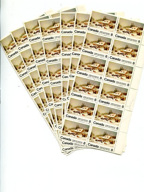 Canada   #610, 7  blocks of 12 each with Jamb  variety -  Lakeshore Philatelics