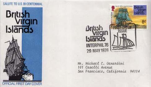 British Virgin Islands, First Day Cover, Ships