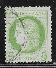 France #53  5c yellow green, 1872 (U) CV$7.50