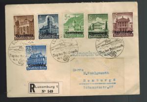 1941 Luxembourg Occupation Cover to Germany Stamp Day Cancel Semi Postals