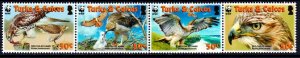 Turks & Caicos MNH Strip 1482 Red Tailed Hawk WWF 2007
