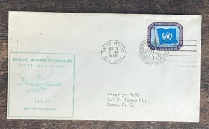 D)1959, UNITED NATIONS, ON AIR MAIL OF THE FIRST PAN AMERICAN JET, FROM NEW