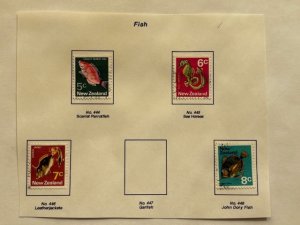 New Zealand–1970-71–Partial Set (4 of 5) “Marine Life” Stamps–SC# 444-446 & 448